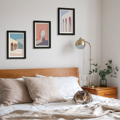 Galerie de perete Grafică minimalistă pastelată a arhitecturii urbane