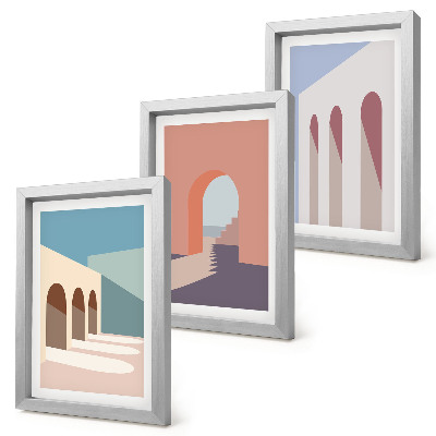 Galerie de perete Grafică minimalistă pastelată a arhitecturii urbane