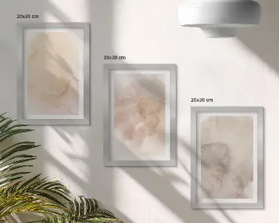 Set de 3 tablouri cu acuarele calde pe pânză și texturi pastelate