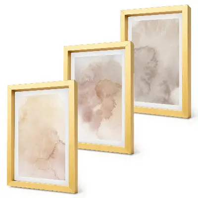 Set de 3 tablouri cu acuarele calde pe pânză și texturi pastelate