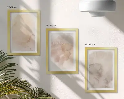 Set de 3 tablouri cu acuarele calde pe pânză și texturi pastelate