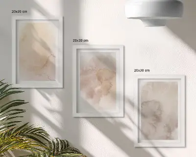 Set de 3 tablouri cu acuarele calde pe pânză și texturi pastelate