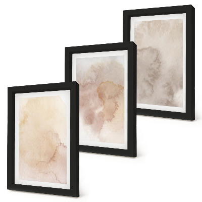 Set 3 tablouri Acuarele calde pe pânză cu texturi pastelate