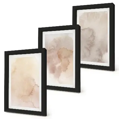 Set de 3 tablouri cu acuarele calde pe pânză și texturi pastelate