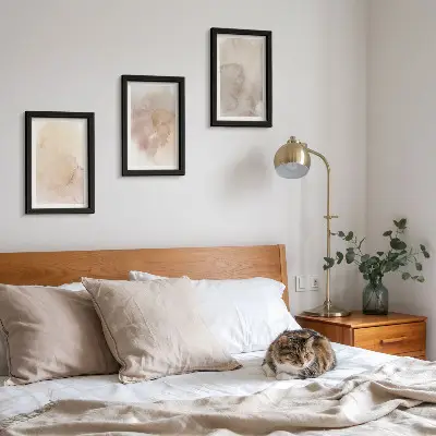 Set de 3 tablouri cu acuarele calde pe pânză și texturi pastelate