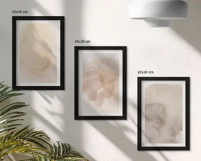 Set de 3 tablouri cu acuarele calde pe pânză și texturi pastelate