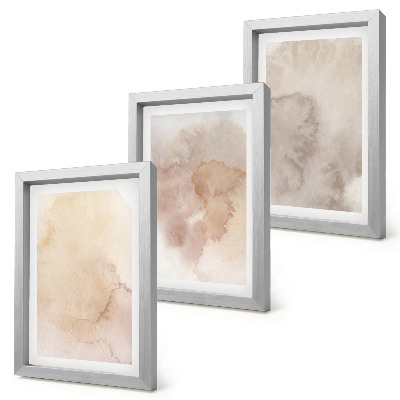 Set 3 tablouri Acuarele calde pe pânză cu texturi pastelate