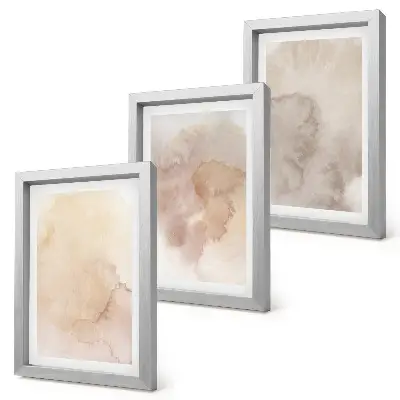 Set de 3 tablouri cu acuarele calde pe pânză și texturi pastelate