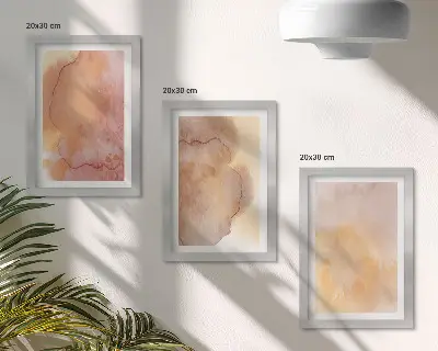 Galerie de perete cu acuarele calde pe pânză și texturi colorate