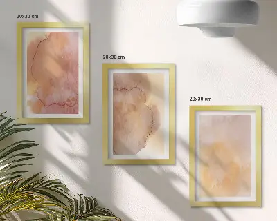 Galerie de perete cu acuarele calde pe pânză și texturi colorate