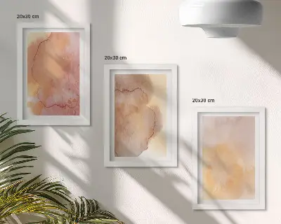 Galerie de perete cu acuarele calde pe pânză și texturi colorate