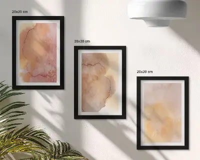 Galerie de perete cu acuarele calde pe pânză și texturi colorate
