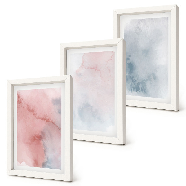 Set 3 tablouri Acuarele pastelate pe pânză, texturi colorate