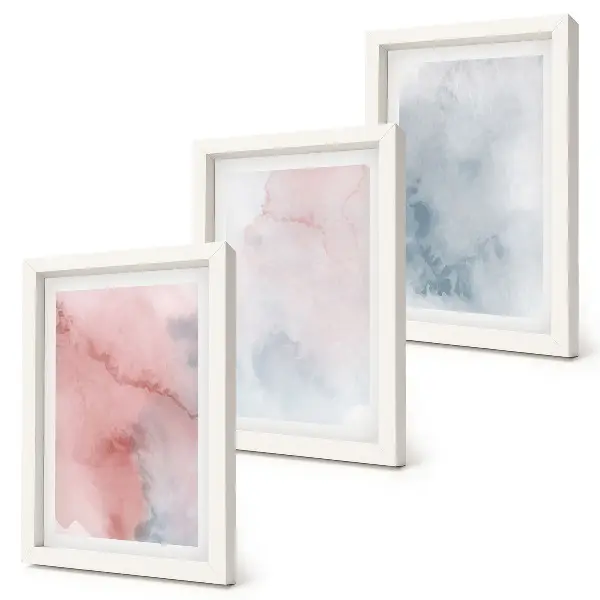 Set de 3 tablouri cu acuarele pastelate pe pânză și texturi colorate