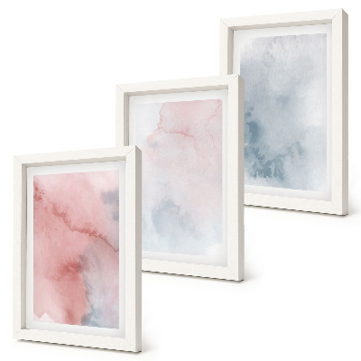Set 3 tablouri Acuarele pastelate pe pânză, texturi colorate