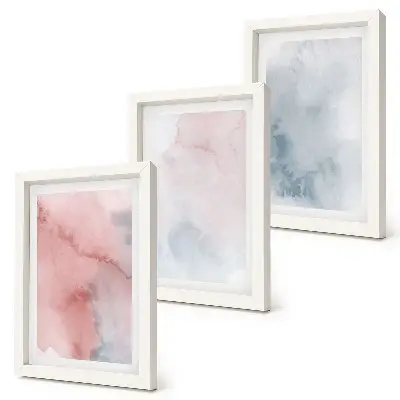 Set de 3 tablouri cu acuarele pastelate pe pânză și texturi colorate
