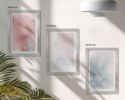 Set 3 tablouri Acuarele pastelate pe pânză, texturi colorate