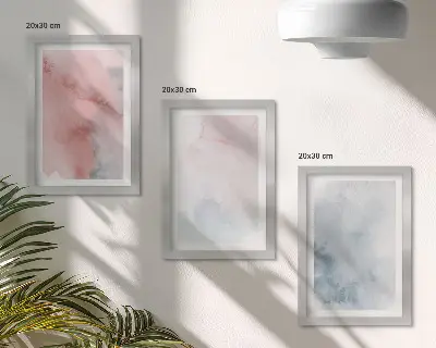Set de 3 tablouri cu acuarele pastelate pe pânză și texturi colorate
