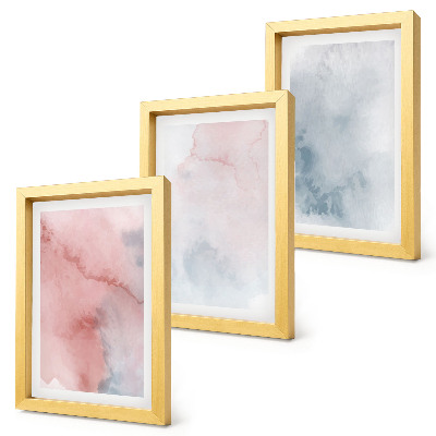 Set 3 tablouri Acuarele pastelate pe pânză, texturi colorate