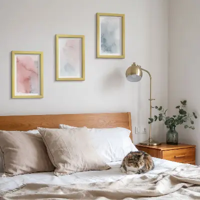 Set de 3 tablouri cu acuarele pastelate pe pânză și texturi colorate