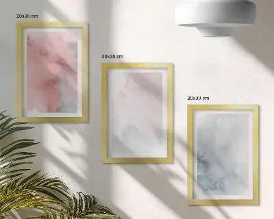 Set de 3 tablouri cu acuarele pastelate pe pânză și texturi colorate