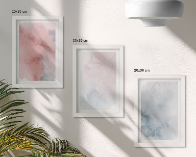 Set 3 tablouri Acuarele pastelate pe pânză, texturi colorate