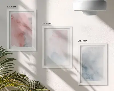 Set de 3 tablouri cu acuarele pastelate pe pânză și texturi colorate