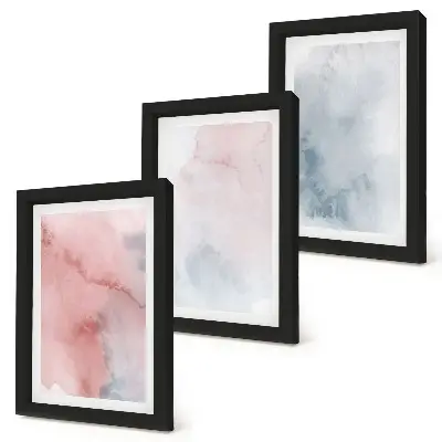 Set de 3 tablouri cu acuarele pastelate pe pânză și texturi colorate