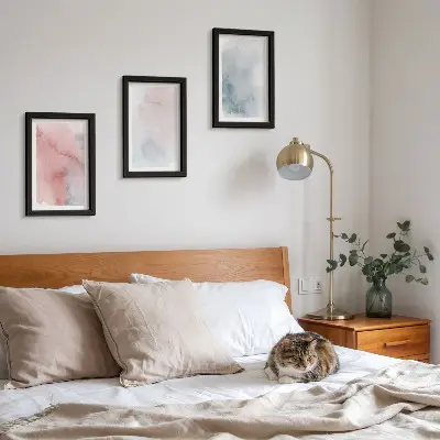 Set de 3 tablouri cu acuarele pastelate pe pânză și texturi colorate