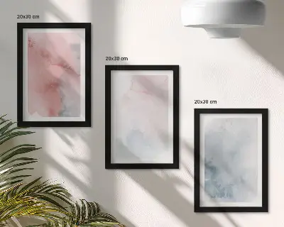 Set de 3 tablouri cu acuarele pastelate pe pânză și texturi colorate