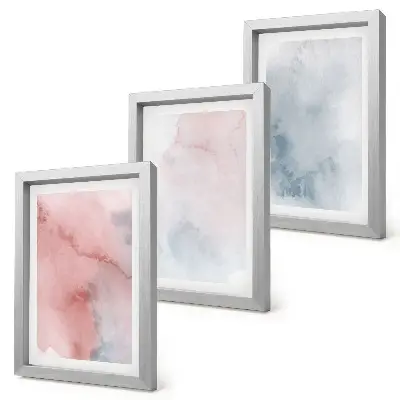 Set de 3 tablouri cu acuarele pastelate pe pânză și texturi colorate