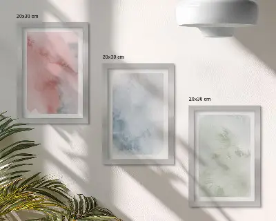 Galerie de perete cu acuarele colorate și structuri pastelate pe pânză