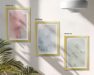 Galerie de perete cu acuarele colorate și structuri pastelate pe pânză