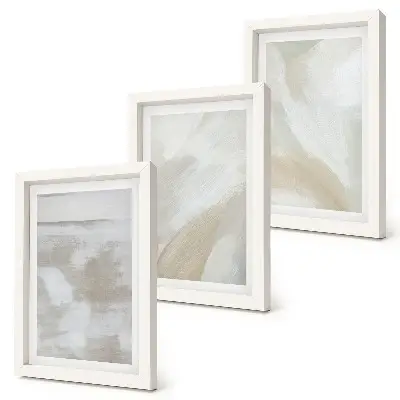 Set de 3 tablouri cu tușe de vopsea abstractă pe pânză