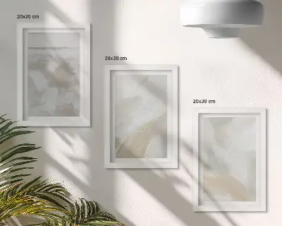 Set de 3 tablouri cu tușe de vopsea abstractă pe pânză