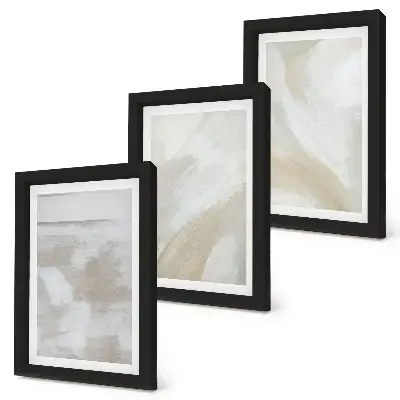 Set de 3 tablouri cu tușe de vopsea abstractă pe pânză