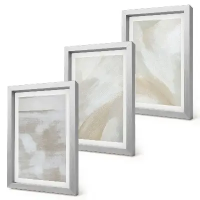 Set de 3 tablouri cu tușe de vopsea abstractă pe pânză