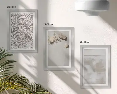 Set de 3 tablouri cu nisip, pietre și textură uzată în stil boho
