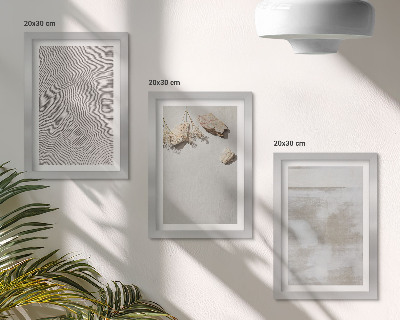 Set 3 tablouri Nisip, pietre și textură uzată în stil boho