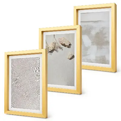 Set de 3 tablouri cu nisip, pietre și textură uzată în stil boho