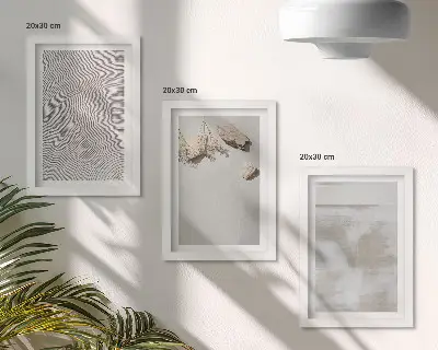 Set de 3 tablouri cu nisip, pietre și textură uzată în stil boho
