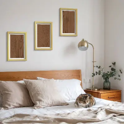 Galerie de perete cu model din lemn și textură de scoarță de copac în stil minimalist