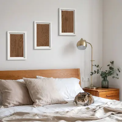 Galerie de perete cu model din lemn și textură de scoarță de copac în stil minimalist