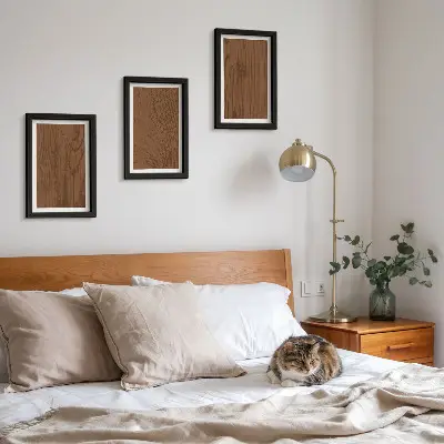 Galerie de perete cu model din lemn și textură de scoarță de copac în stil minimalist