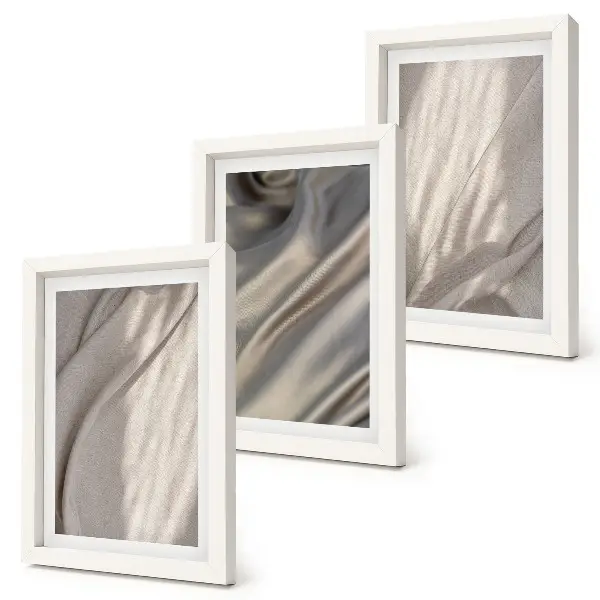 Set 3 tablouri cu prim-plan al structurilor de țesături naturale în stil boho