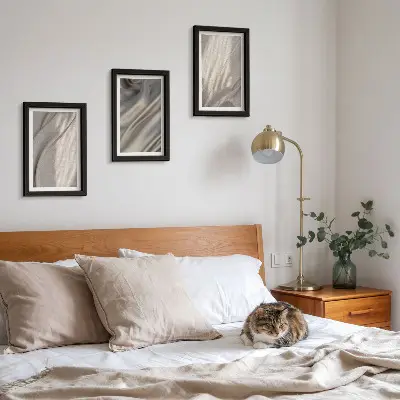 Set 3 tablouri cu prim-plan al structurilor de țesături naturale în stil boho
