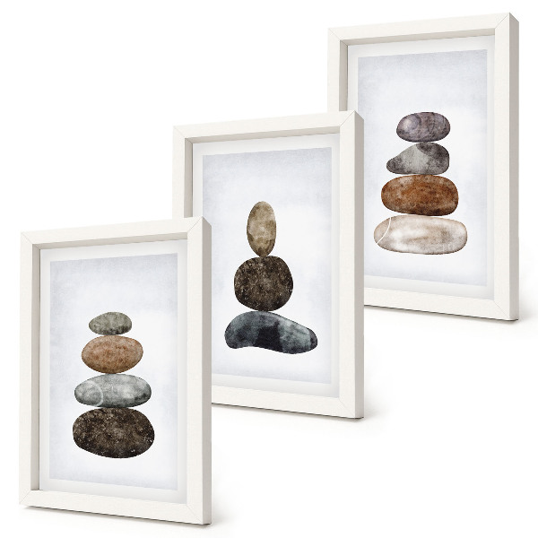 Galerie de perete Pictură boho minimalistă cu stive de pietre