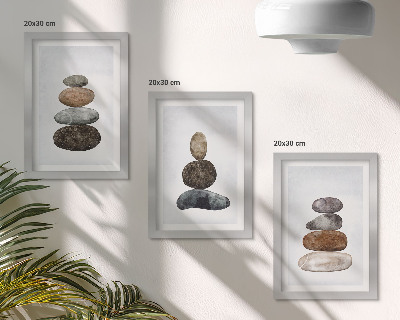 Galerie de perete Pictură boho minimalistă cu stive de pietre