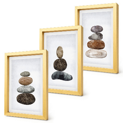 Galerie de perete Pictură boho minimalistă cu stive de pietre