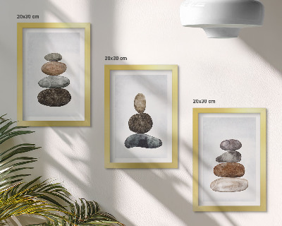 Galerie de perete Pictură boho minimalistă cu stive de pietre